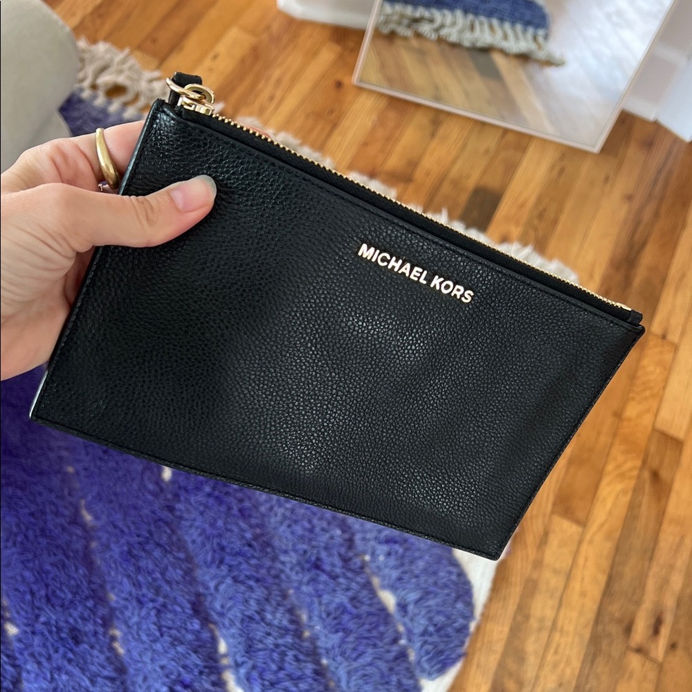 Michael Kors Black Leather Wristlet